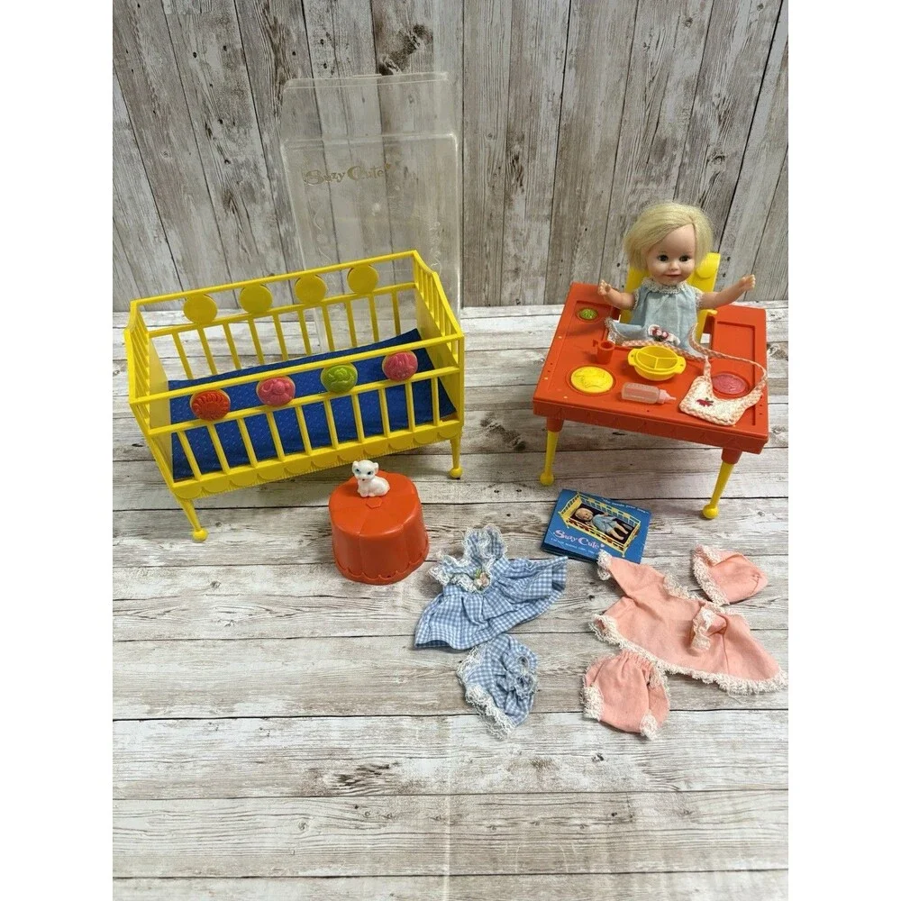 Suzy Suzi Cute Doll Crib high chair Accessories lot Rare Furniture HTF Vtg